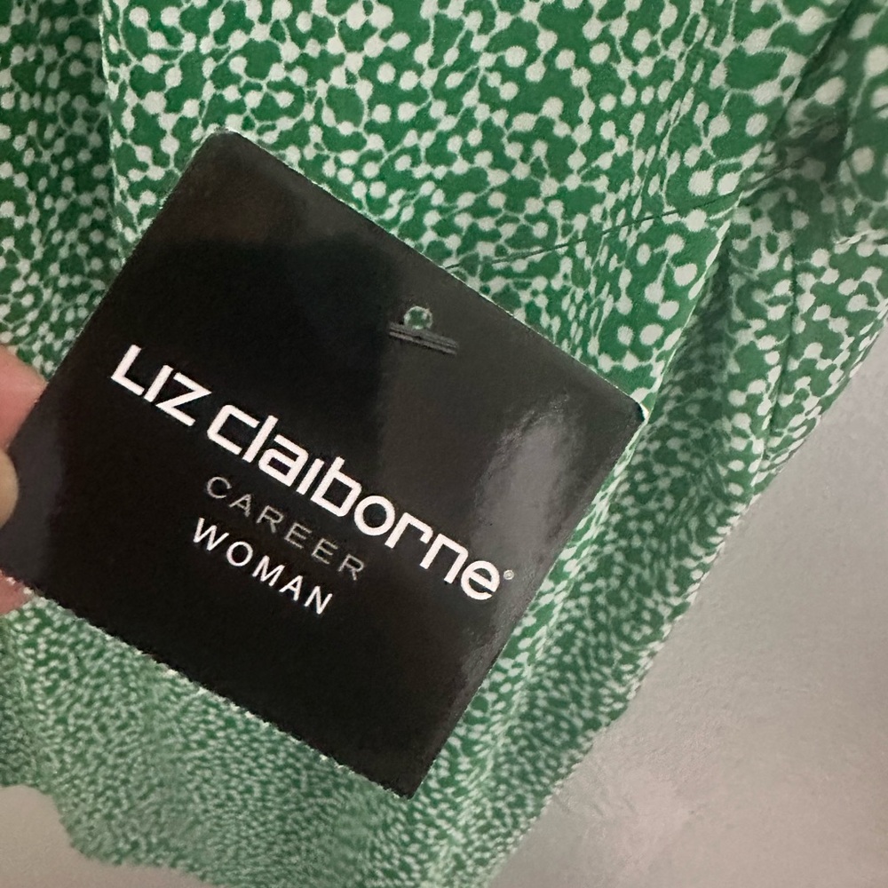 Liz Claiborne Emerald Green Blouse Top Short Sleeve Plus 1X New - Picture 6 of 6